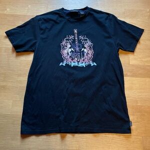 DKNY Black Graphic 'Rock The World' Short Sleeve Tee